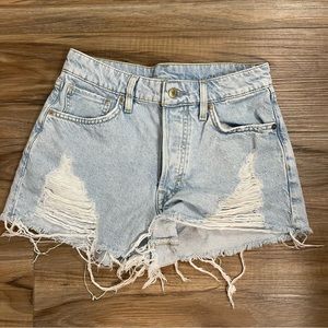 Forever 21 Light Blue Distressed Jean Shorts